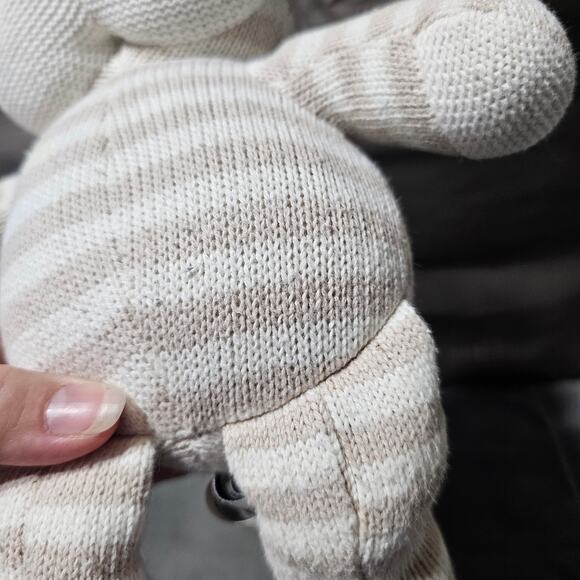 Baby & Child Restoration Hardware Stripe Monkey Knit Sweater Brown Cream Plush - Picture 2 of 6